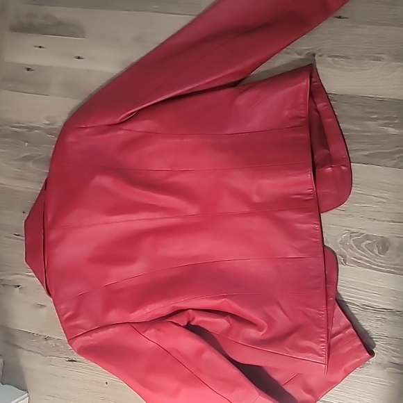 Yvonne & Marie Women's Jacket Red Leather Blazer Size X Large Vintage Biker 80's - Picture 8 of 10